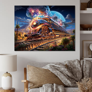 Abstract Train 1950s Chromatic Journey I - Train Canvas Wall Art